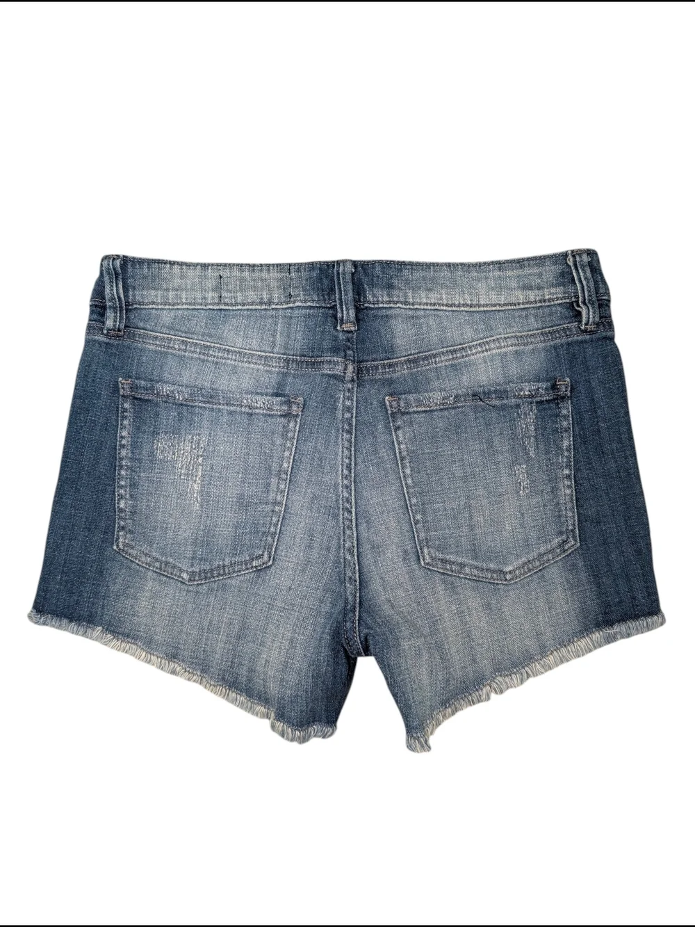 Cosmic Blue Love Frayed Hem Cutoff Denim Shorts Size 8/29
